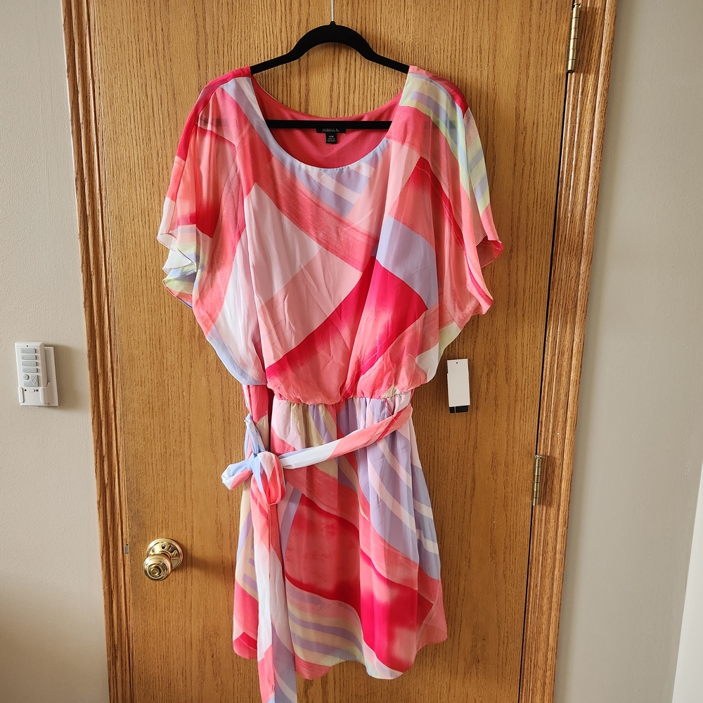 SLNY Pink Dolman Sleeve Scoop Neck Sundress